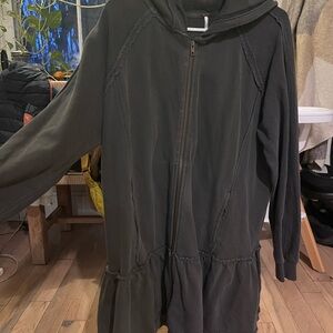 NWOT Free People Gray Kara Ruffle Oversized Hoodie